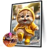 Diamond Painting -DIY Full Round Drill Yellow Raincoat Cat