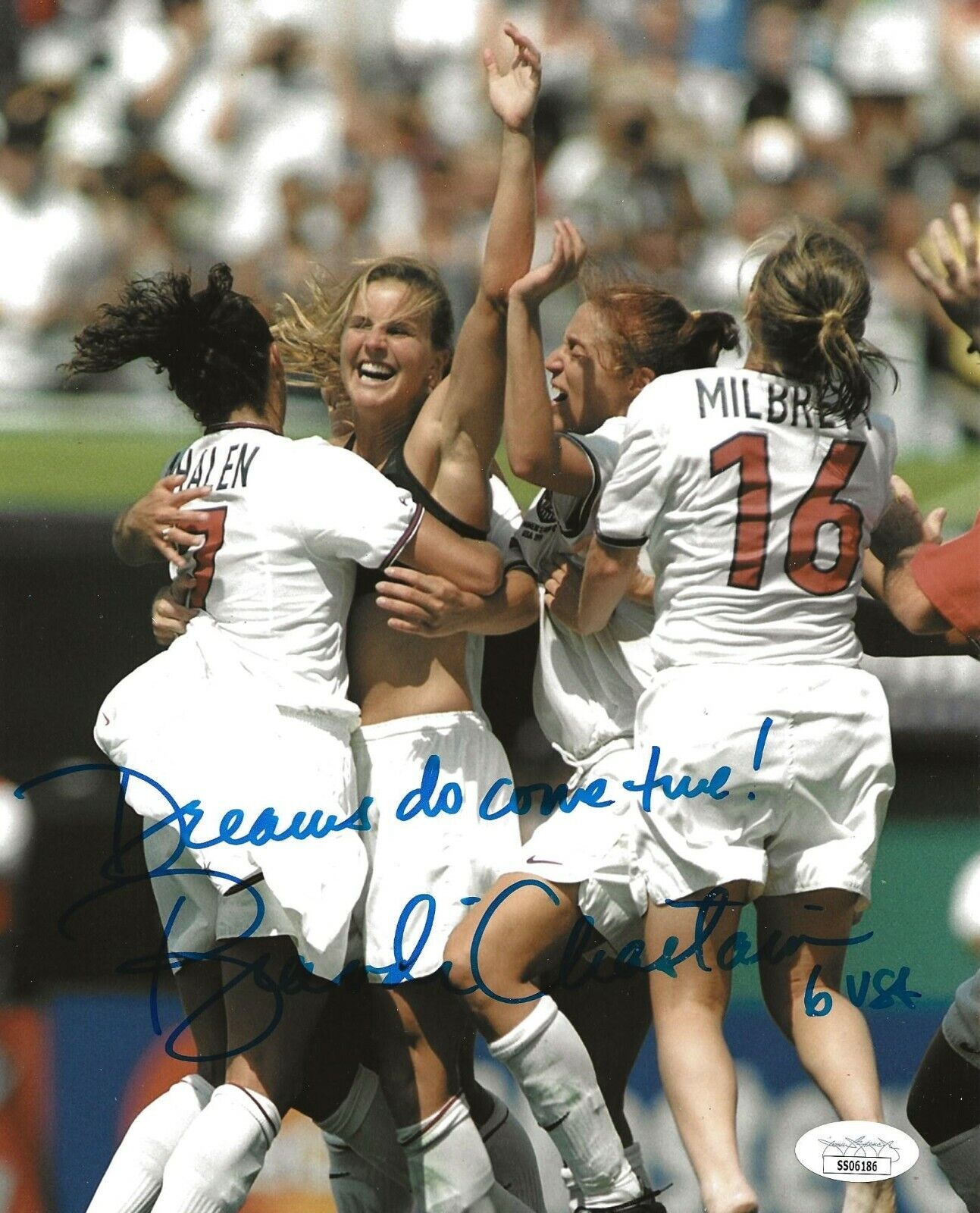 Brandi Chastain USWNT signed Team USA Soccer 8x10 Photo Poster painting autographed 7 JSA