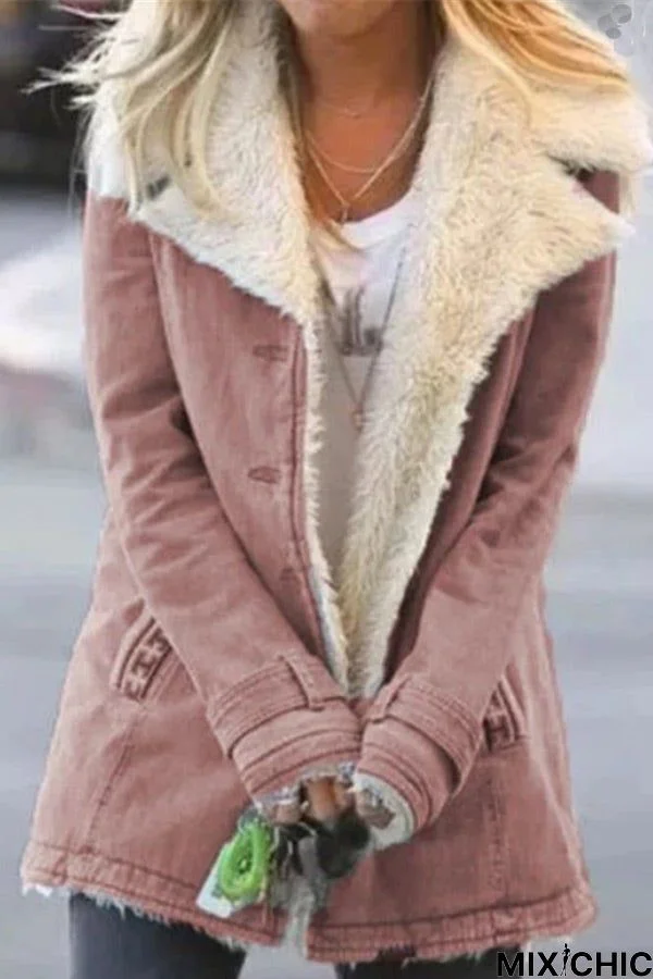 Casual Winter Solid Color Warm Jacket