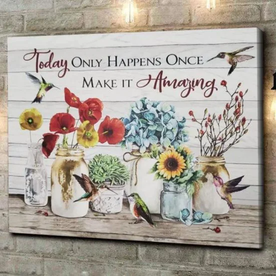 Hummingbird Flower Canvas Poster Wall Art Make It Amazing Canvas (without Photo Frame)