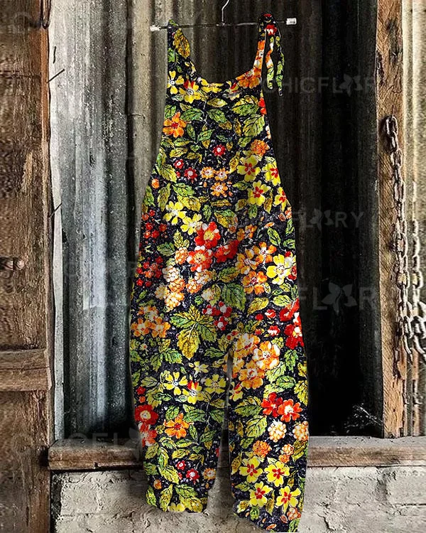 Women's Floral Print Loose Casual Jumpsuit