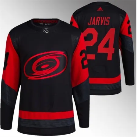 Men's Carolina Hurricanes #24 Seth Jarvis Black Red Stadium Series  Stitched Jersey
