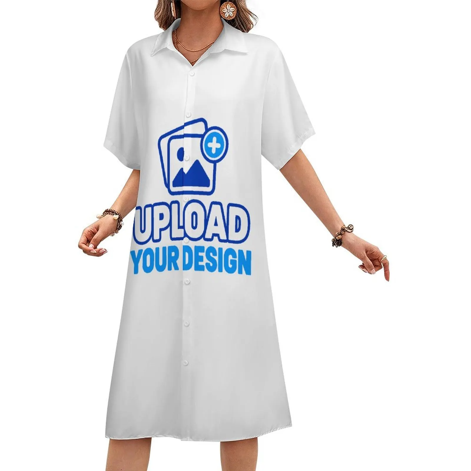 Collared Midi Shirt Dress with Pockets &ndash; personalized print product image 5