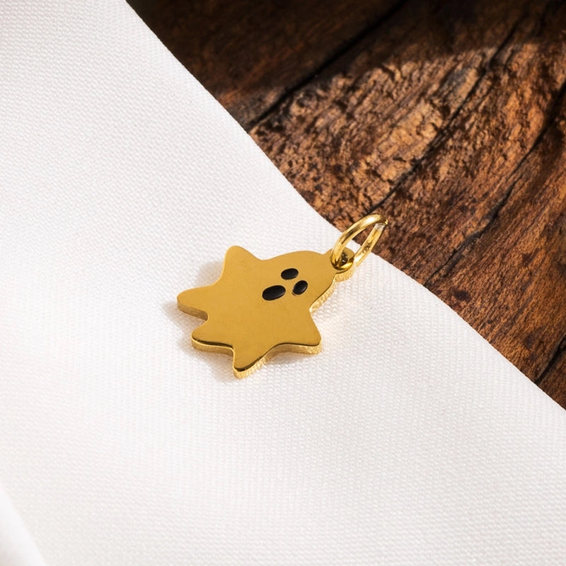 1 Piece 23*24mm Hole 3~3.9mm 304 Stainless Steel 14K Gold Plated Pumpkin Skull Ghost Polished Pendant Jewelry Accessories