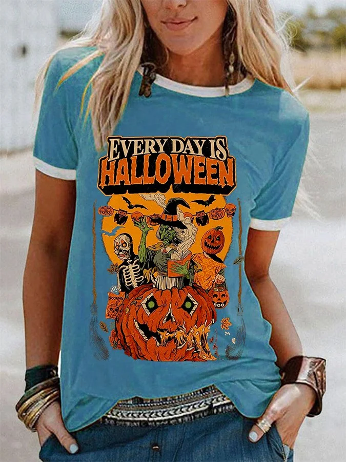 Women's Halloween Print Casual T-Shirt
