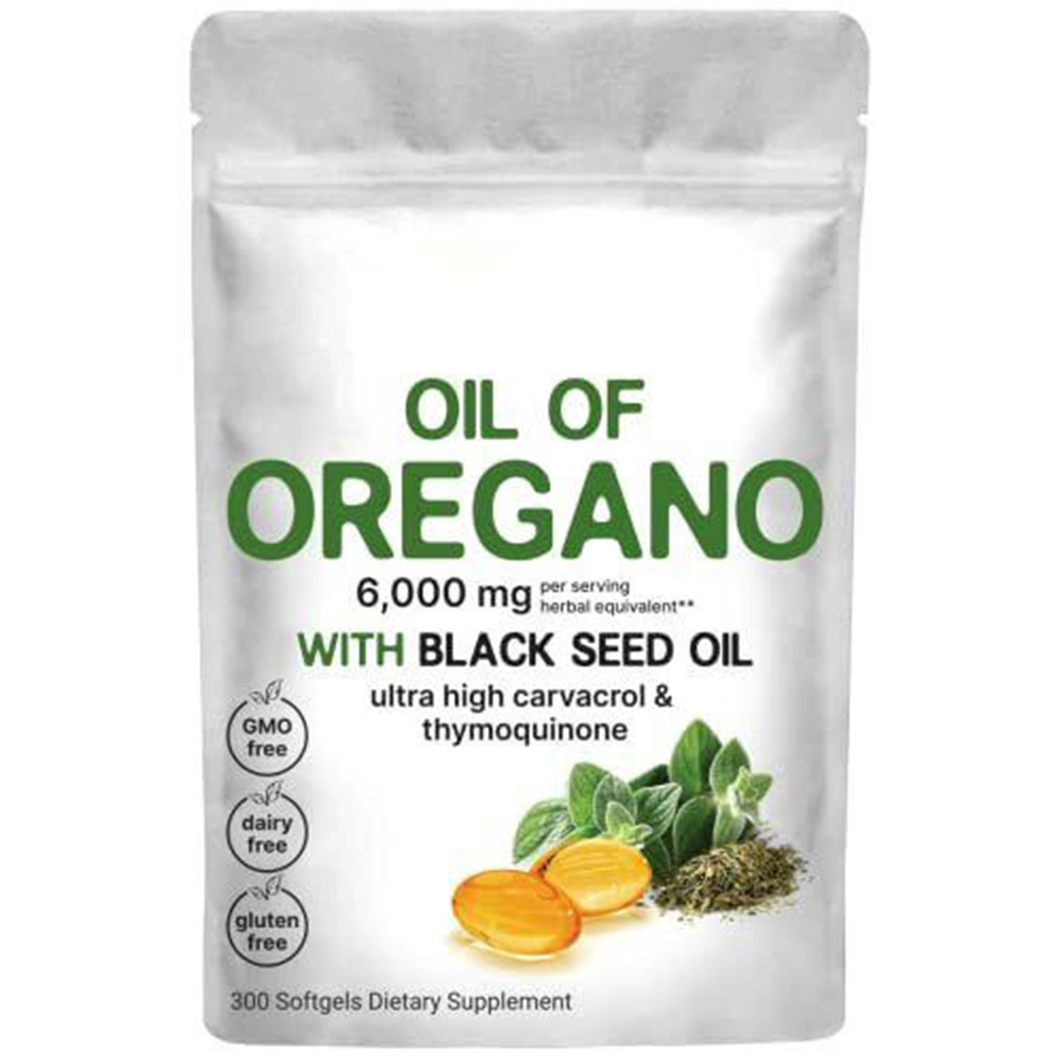 Oregano Oil with Black Seed Oil, 300 softgels