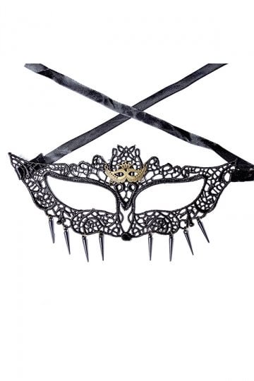 Sexy Queen Cat Lace Half Face Eyes Mask For Halloween Dancing Party Black-elleschic
