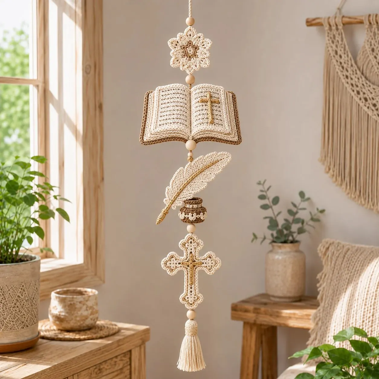 Blessed Faith Hanging Cascade displayed in a peaceful home interior