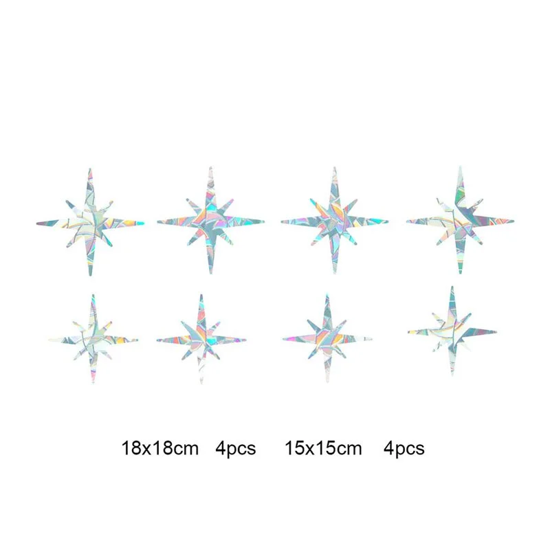 9pcs Electrostatic Glass Stickers Cat Hummingbird Trumpet Rainbow Prism PVC Glue-free Window Film Removable Glass Window Grilles