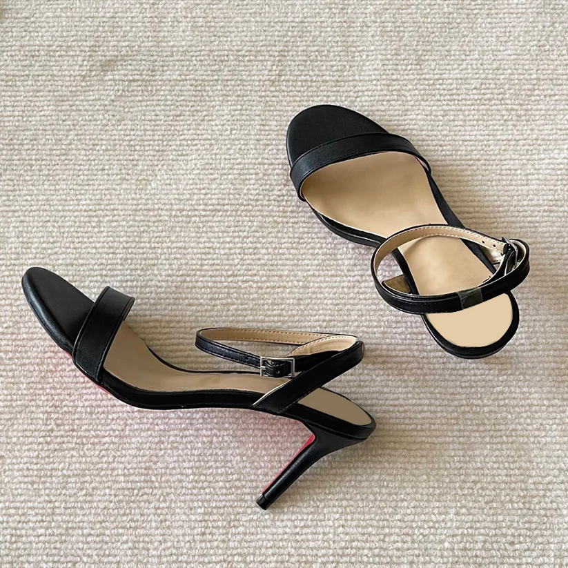 65mm Women's Sandals Red Bottom High Heels Open Toe Ankle Strap Shoes Sandals-MERUMOTE