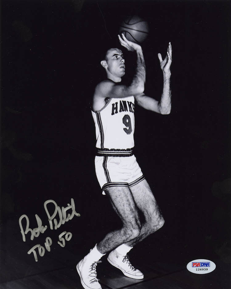 Bob Pettit SIGNED 8x10 Photo Poster painting + Top 50 St. Louis Hawks PSA/DNA AUTOGRAPHED