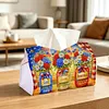 (24cm)Diamond Art Tissue Box DIY PU Napkin Cover for Home(god bless america)