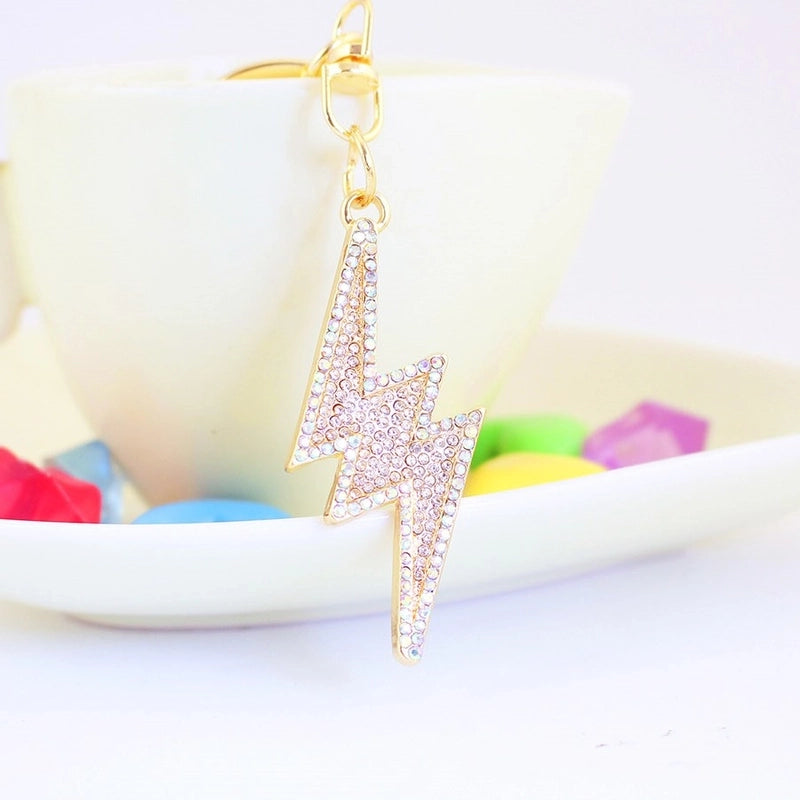 Minimalist Lightning Zinc Alloy Plating Inlay Rhinestones Unisex Bag Pendant Keychain