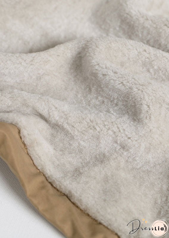 Plus Size Khaki Hooded Patchwork Faux Fur Coat Winter