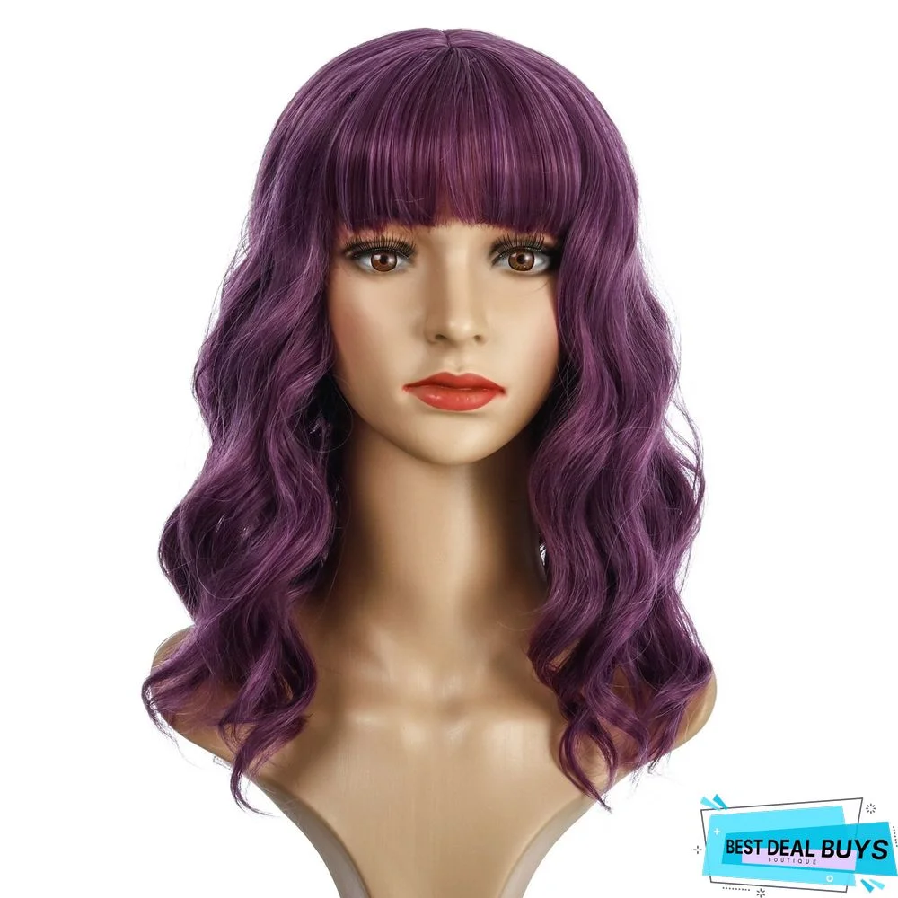 European and American Short Curly Hair with Bangs and Chemical Fiber Headgear