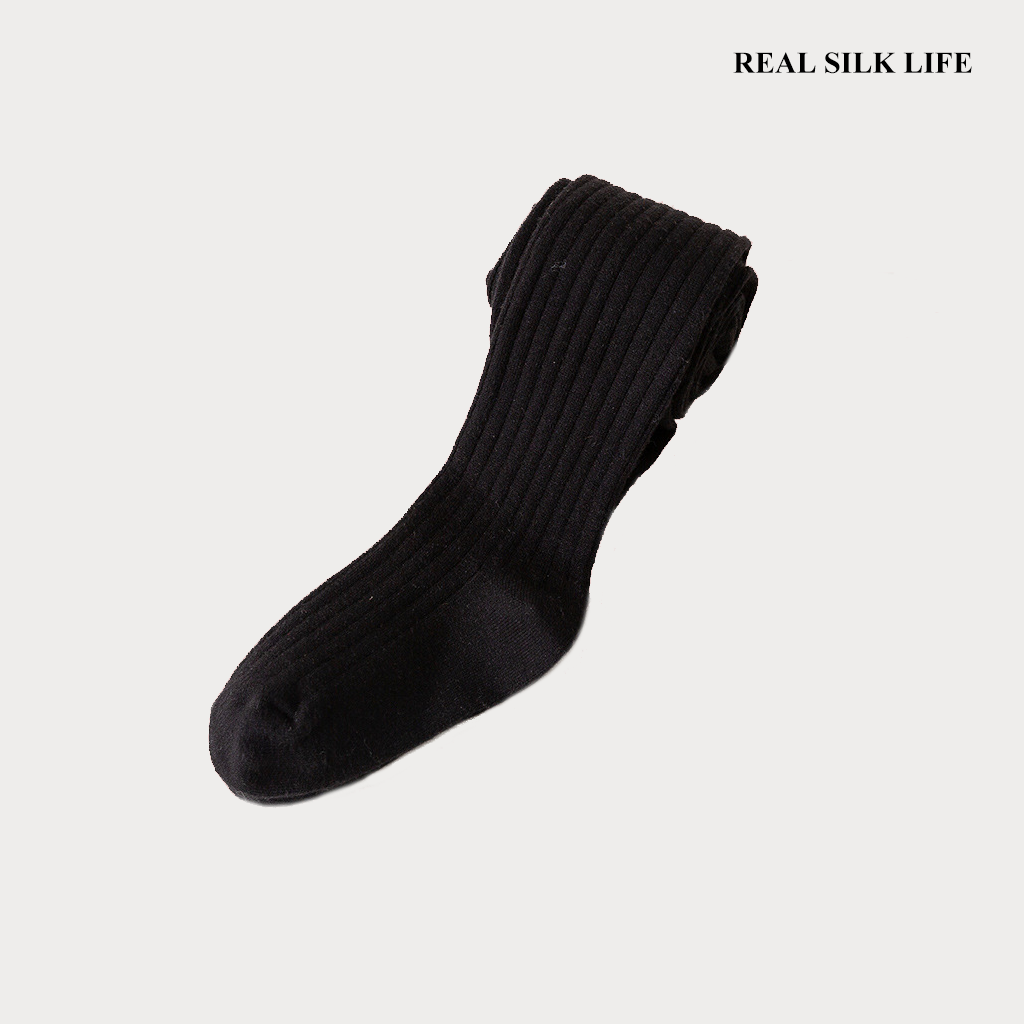 Girls' Solid-Colored Cashmere Footed Tights REAL SILK LIFE