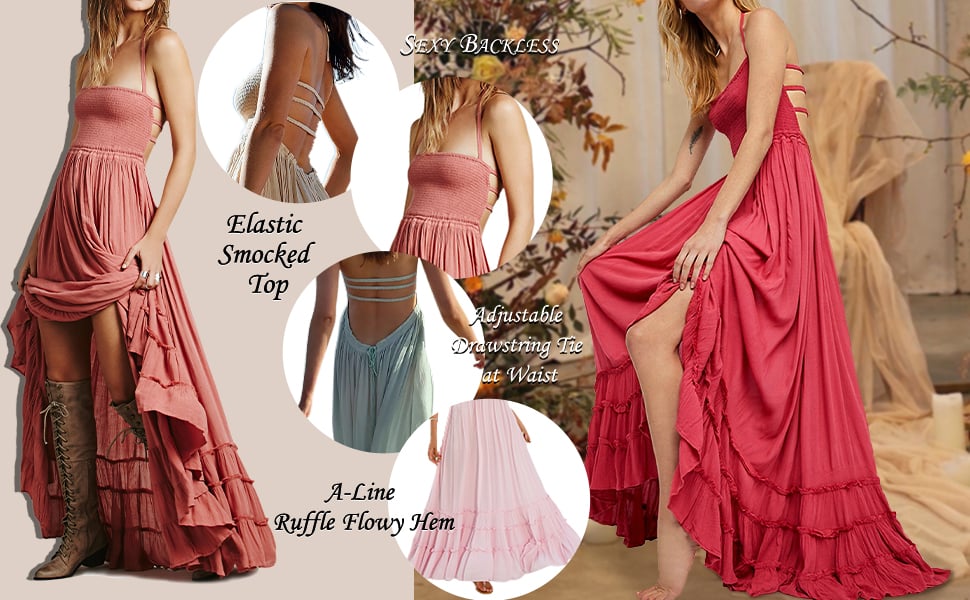 Vacation Dresses for Women Summer Boho Maxi Dress