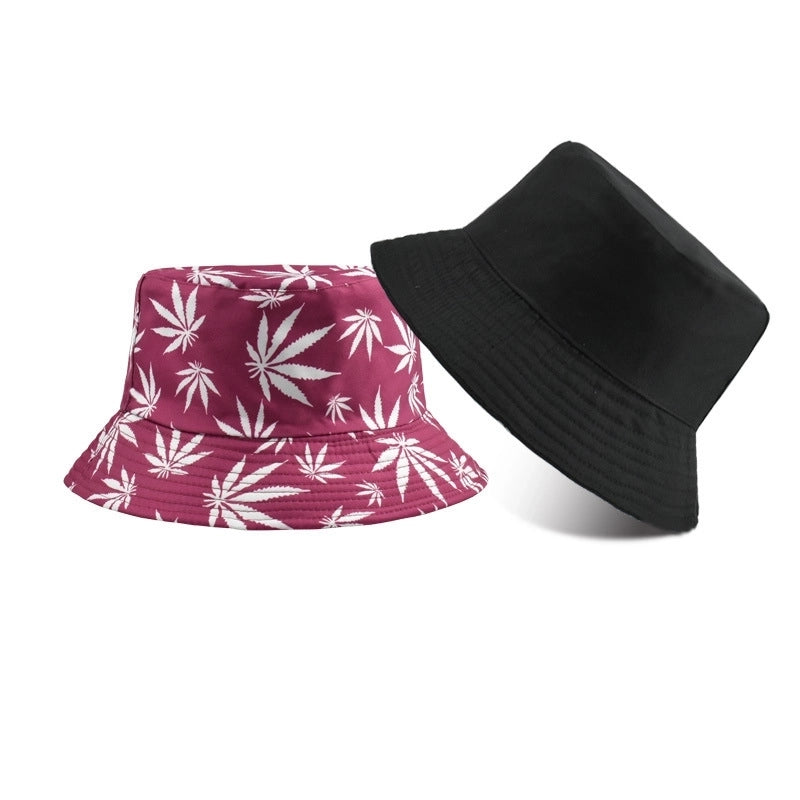 Unisex Minimalist Maple Leaf Printing Wide Eaves Bucket Hat