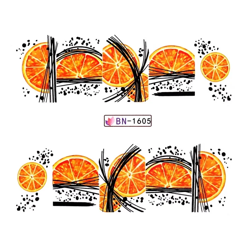 1Pc Water Decals Nail Stickers Simple Flower Leaves Transfer Decals Spring Summer Theme Floral Fruit Watermarks Decoration