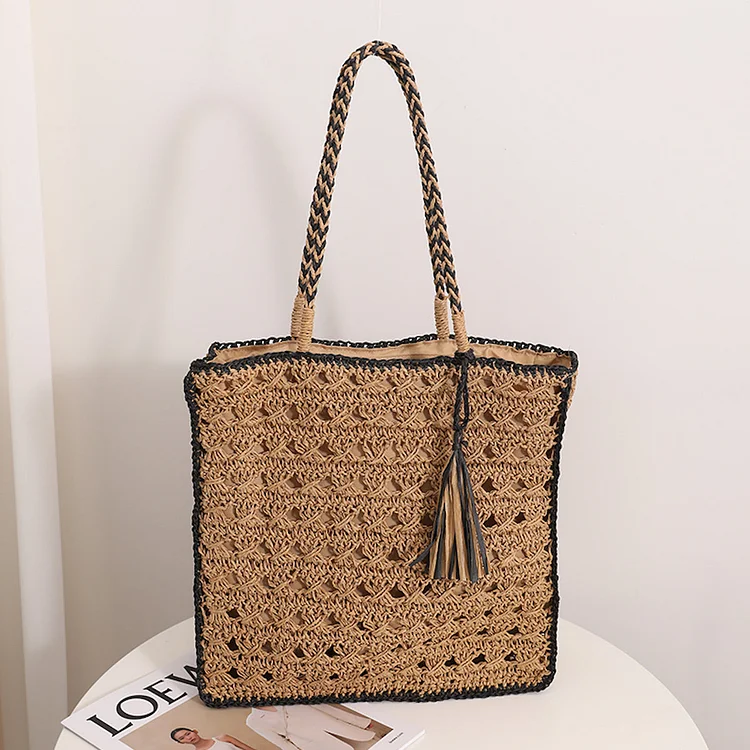 Handbags Straw Woven Shoulder Bag with Tassel