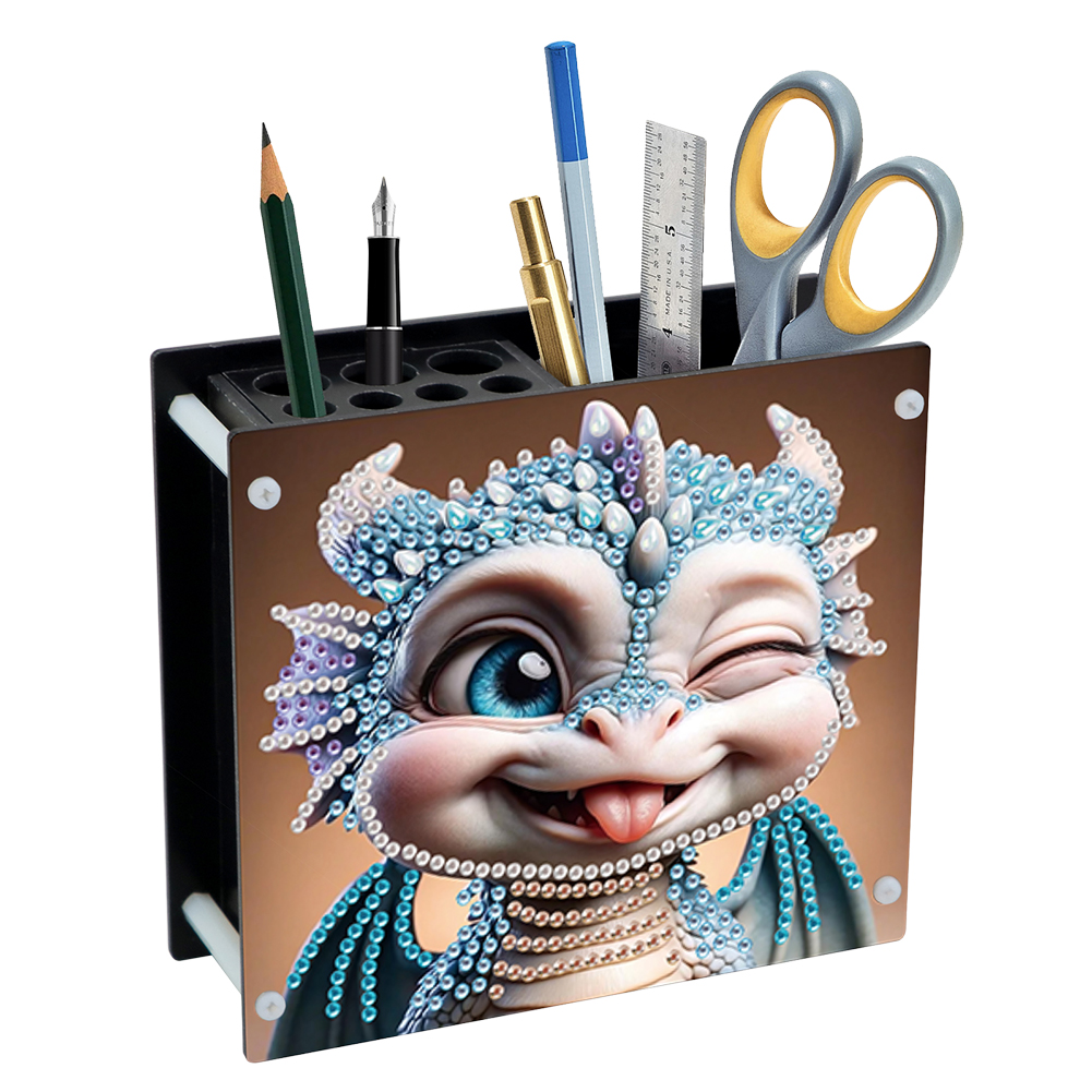 Acrylic Special Shaped DIY Diamond Painting Pencil Holder Organizer (Dragon)