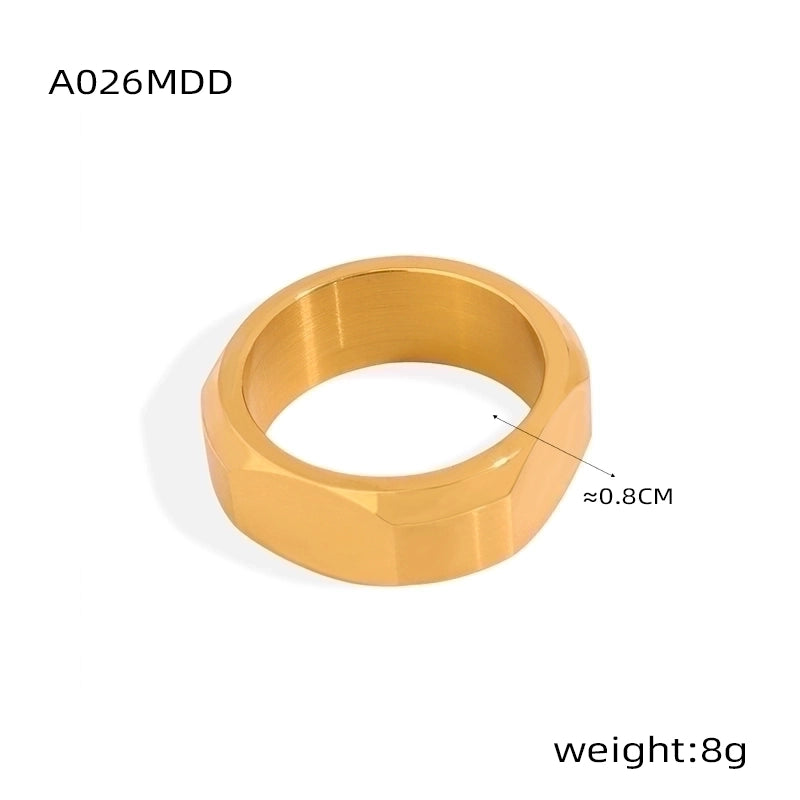 Casual Minimalist Commute Square Titanium Steel 18K Gold Plated Plating Rings