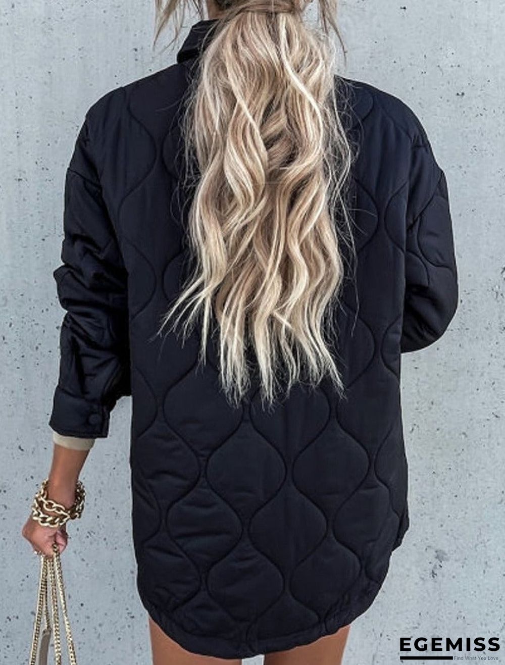 Casual Solid Color Lapel Long-Sleeved Pocket Zipper Cotton Coat | EGEMISS