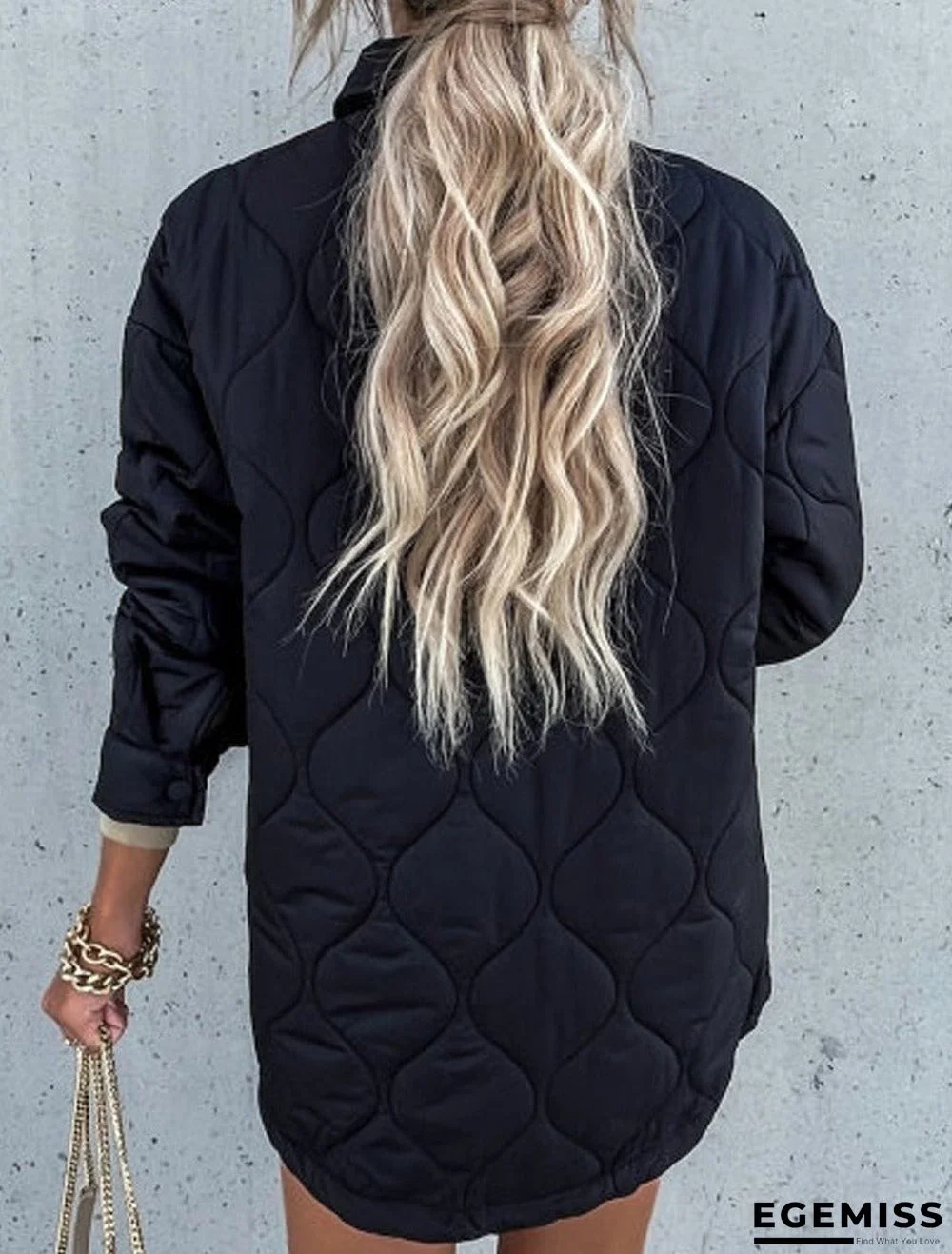 Casual Solid Color Lapel Long-Sleeved Pocket Zipper Cotton Coat | EGEMISS