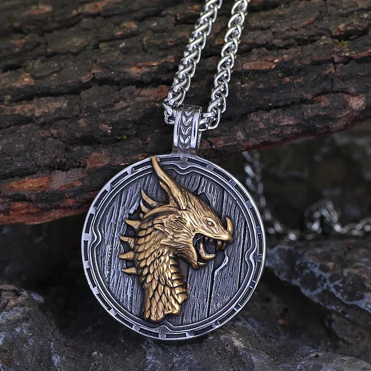 Coutureaura Viking Dragon Amulet Necklace