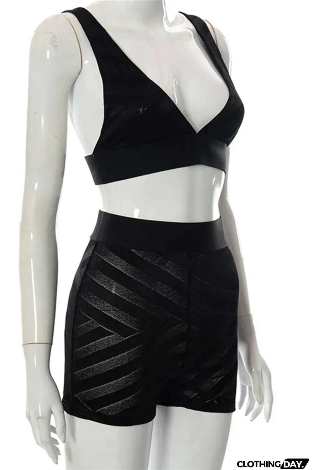 White Fashion Sexy Solid Split Joint Backless V Neck Sleeveless Two Pieces