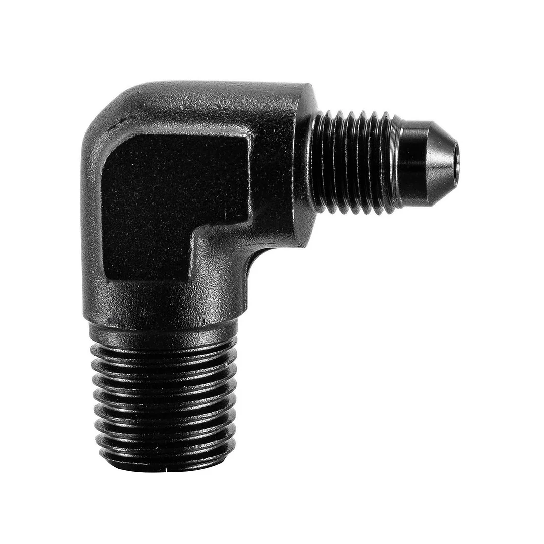 Alloyworks 3AN Male Flare to 1/4" NPT Pipe 90 Degree Fitting Adapter Aluminum