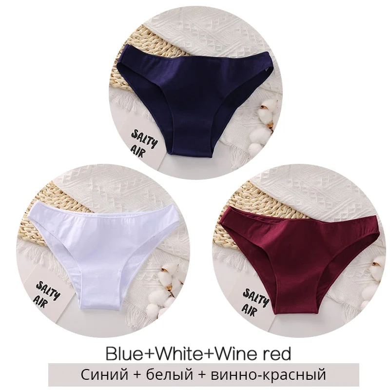 FINETOO 3Pcs/set Women Cotton Panties M-2XL Big Size Female Underwear Solid Color Briefs Underpants Ladies Cotton Panty Lingerie
