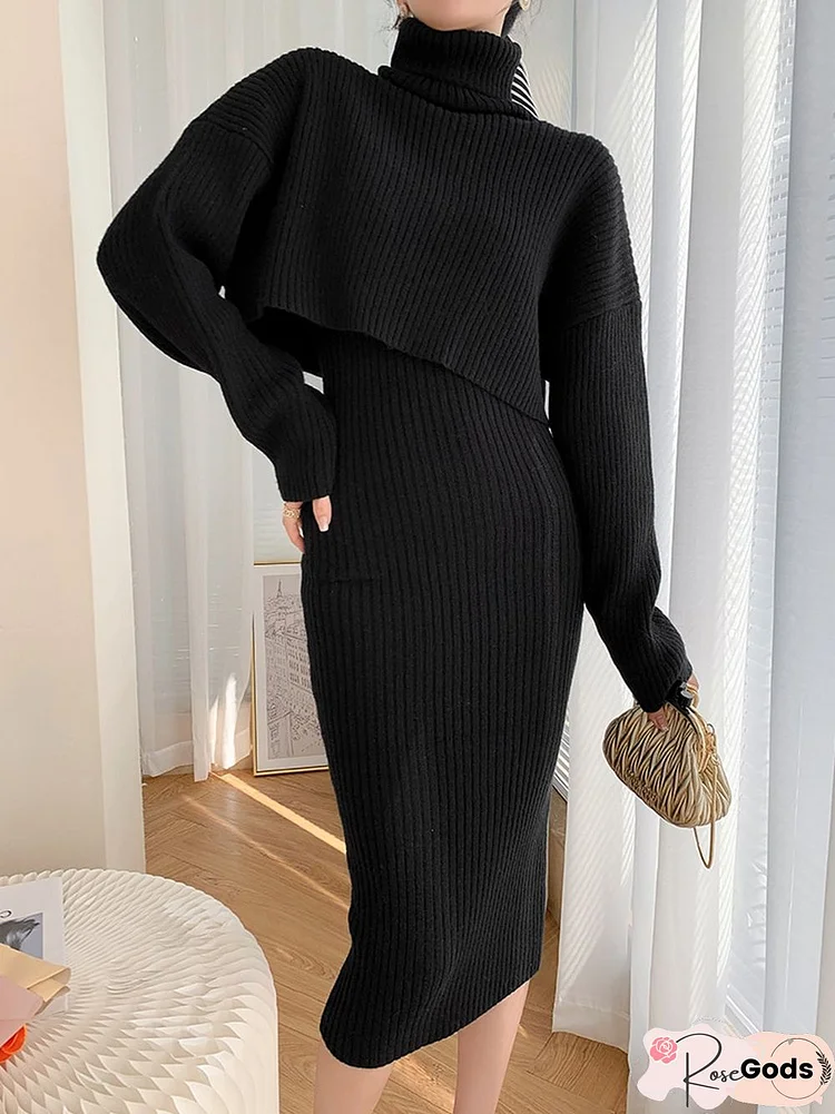 Dresses For Women Knitted Dress Autumn Winter New Wool Dress Set Skirt Two Piece Sets Women's Outfits Long Sleeve Sweaters