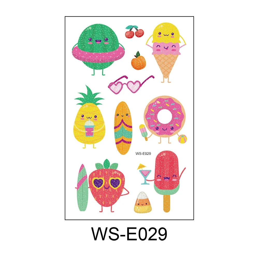 vegetable Fruit Cartoon Tattoo Stickers Fake Tattoos Paste on Face Arm Leg for Cute Kids Body Art Sticker