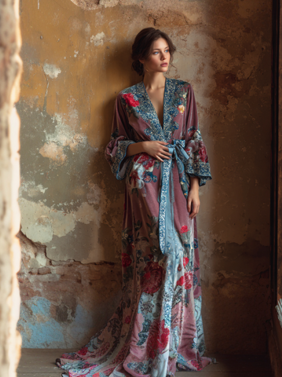 Autumn and Winter Elegant Flannel Robe (Including Belt)