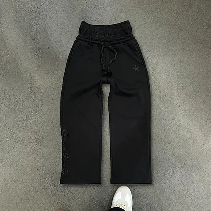 American Color-blocked Woven Wide-leg Casual Sweatpants