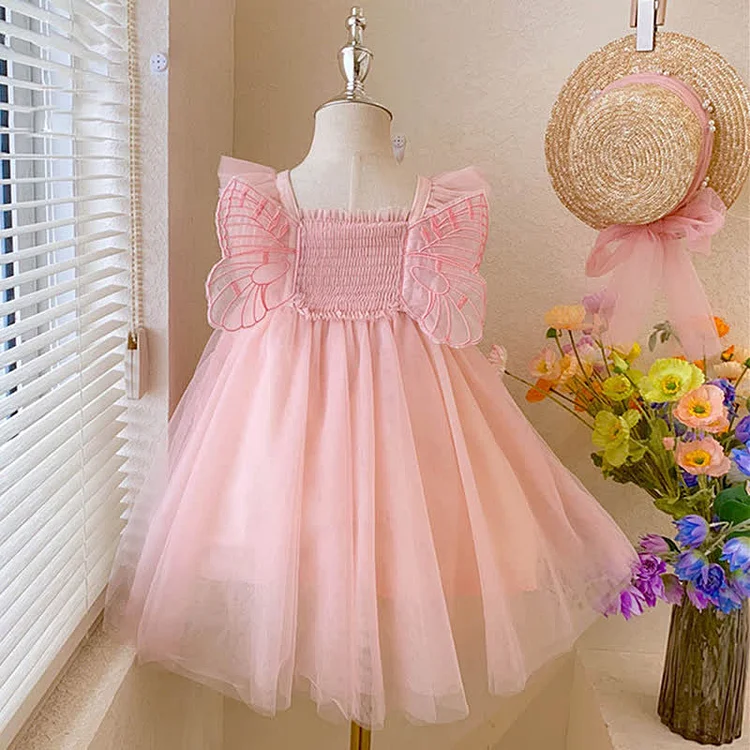 Toddler Girls Butterfly Wings Tulle Princess Dress - Modakawa modakawa
