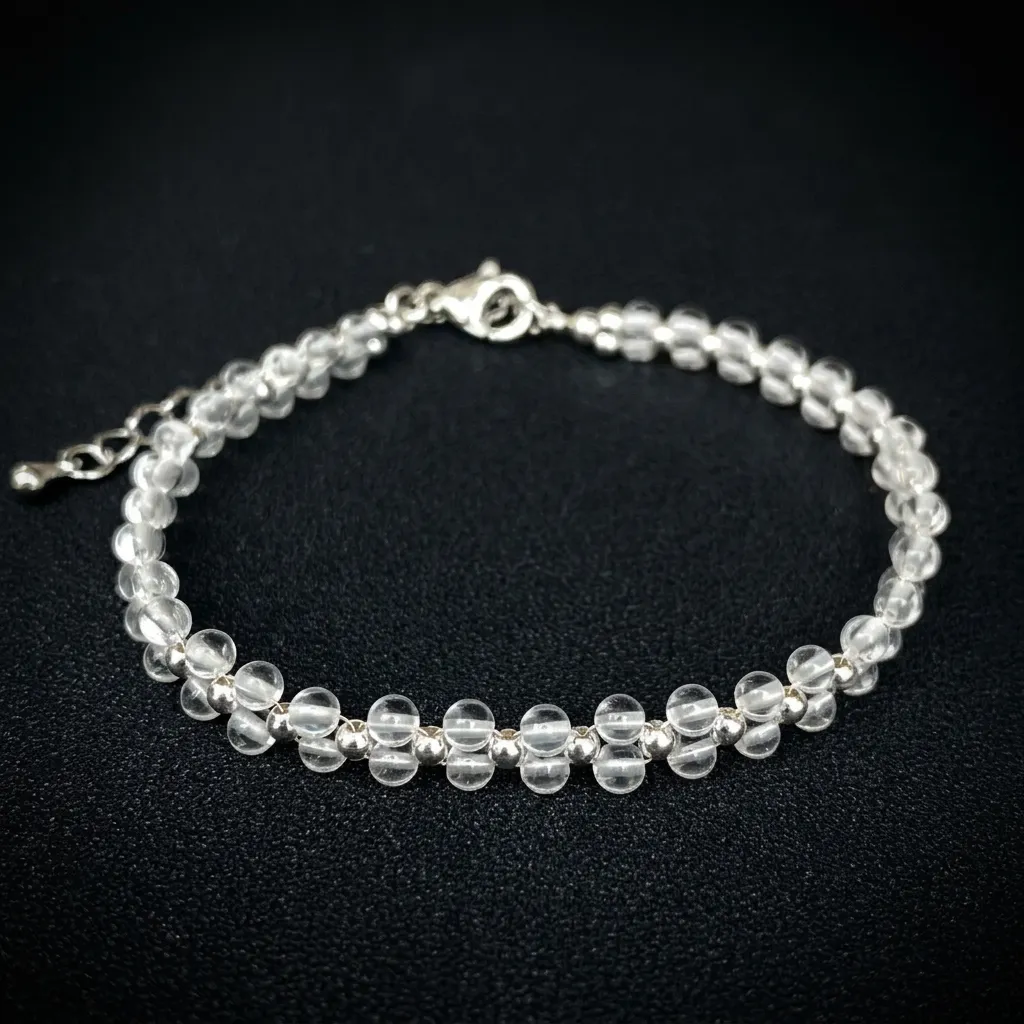 JiStones Serene Clarity - Ultra-Fine Natural White Crystal Bracelet Luminous Clear-Petite 2-3mm Beads