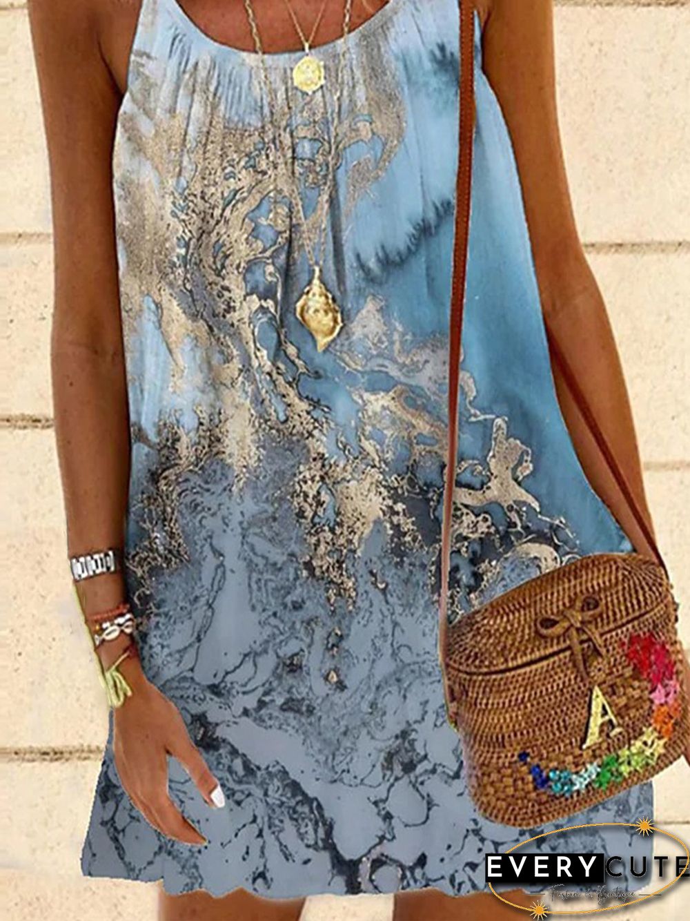 Sea Casual Vacation Spaghetti Loosen A-line Dresses