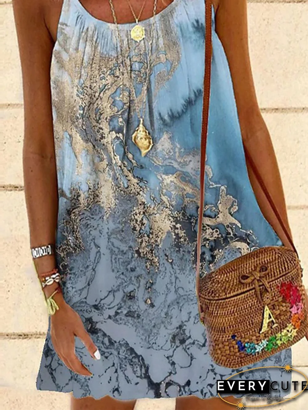 Sea Casual Vacation Spaghetti Loosen A-line Dresses