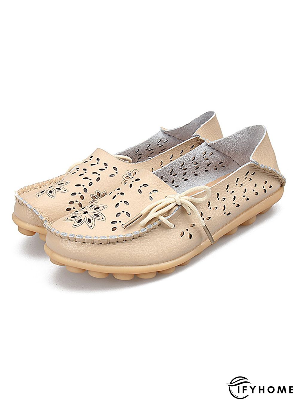 Cowhide Hollow Lace-up Portable Shoes | IFYHOME