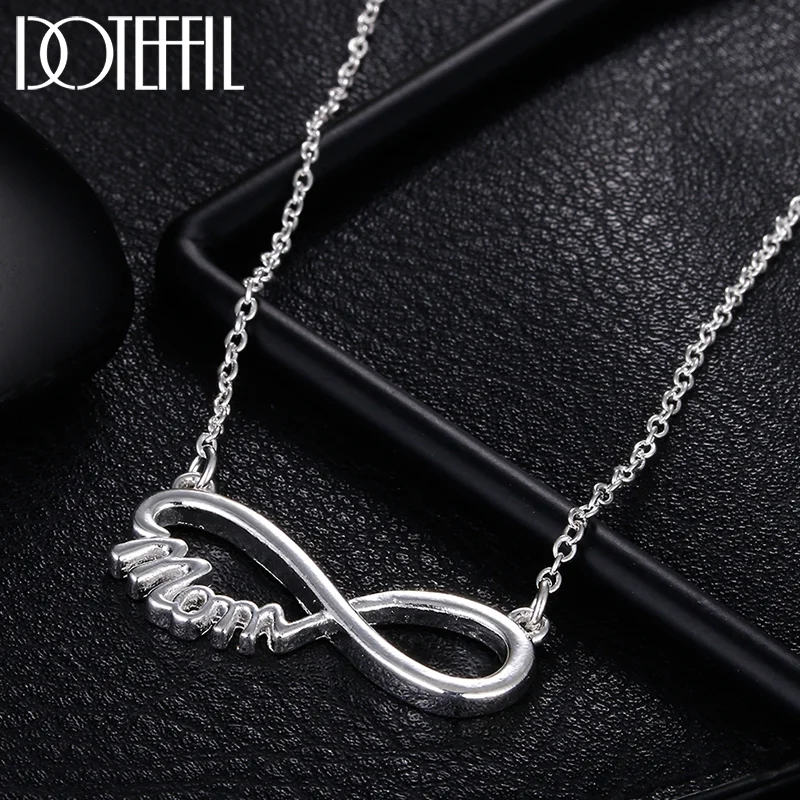 DOTEFFIL 925 Sterling Silver 18 Inch Mom Pendant Necklace For Women Jewelry