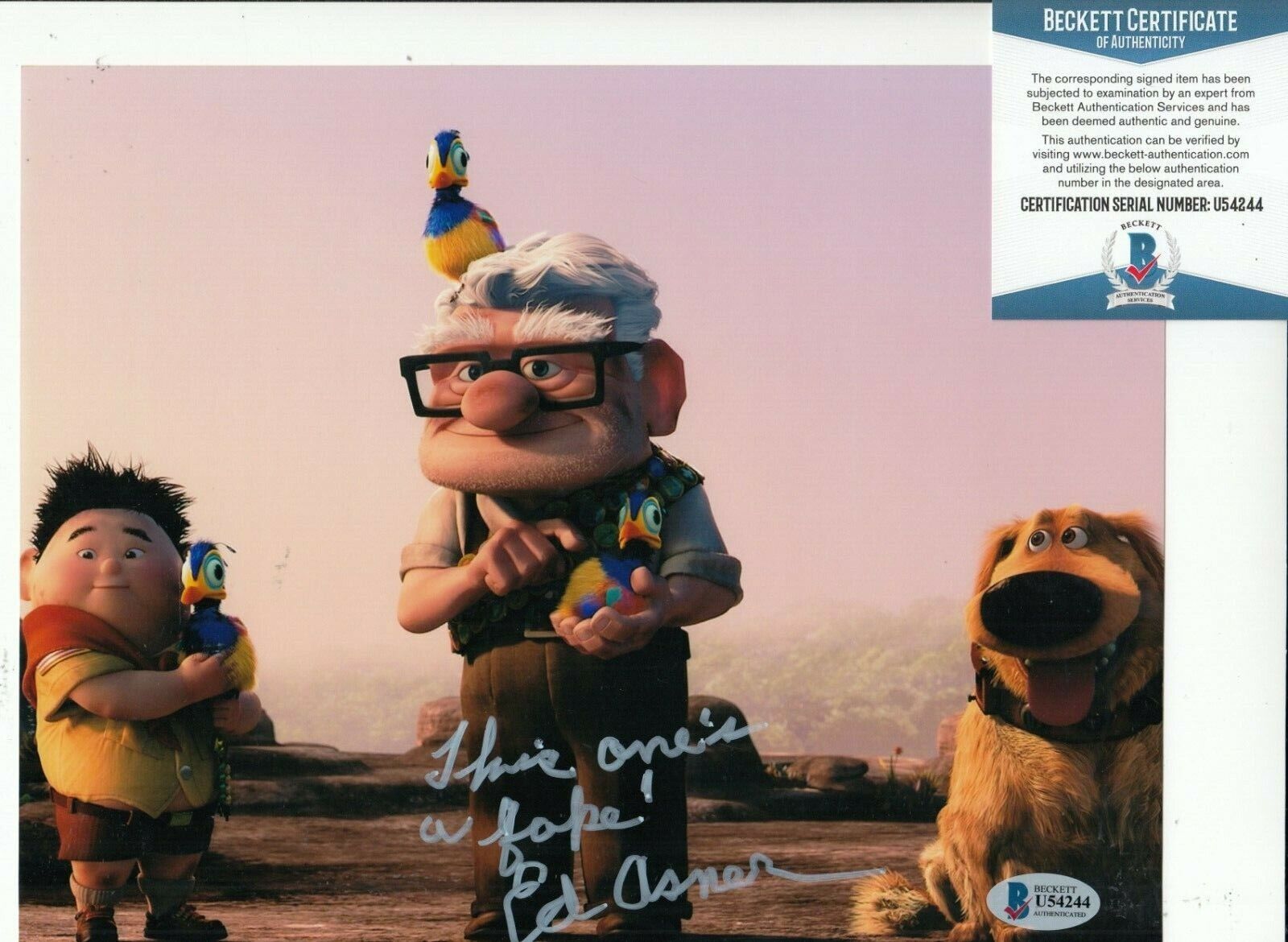 EDWARD ASNER signed (UP) Disney Movie *Carl* 8X10 Photo Poster painting BECKETT BAS U54244