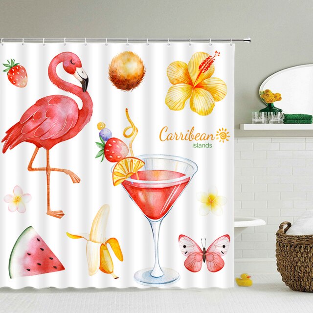 

Shower Curtain – Flower Bird Pink Flamingo-180*180cm, 501 Original