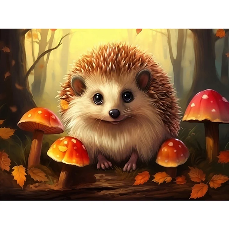 Maple Leaf Hedgehog 40*30CM (Canvas) Full Round Drill Diamond Painting gbfke
