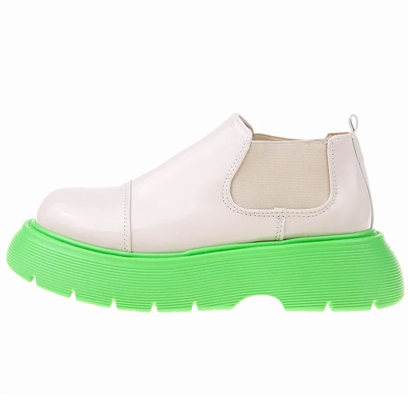Rimocy 2021 Women's Chunky Platform Chelsea Boots Autumn Mix Color Patent Leather Ankle Boots Woman Slip on Short Bottes Female