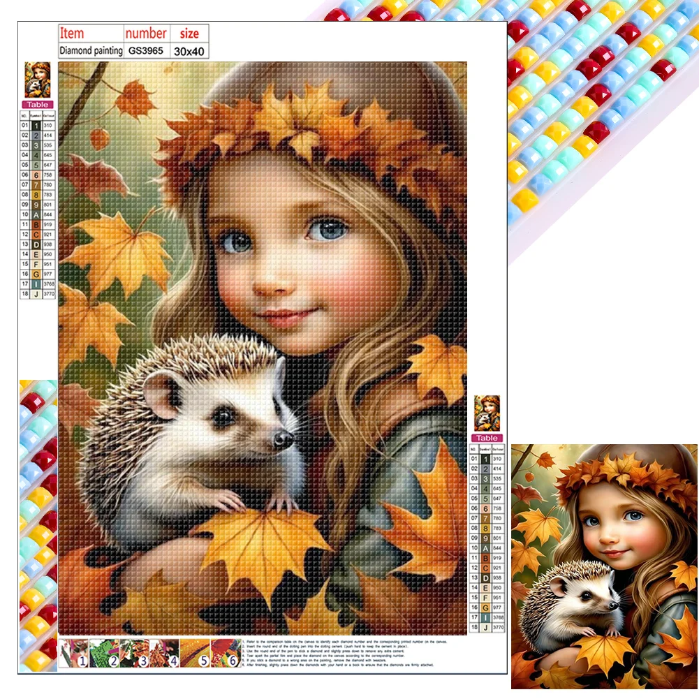 Diamond Painting - Full Square Drill - Hedgehog Girl(Canvas|30*40cm)