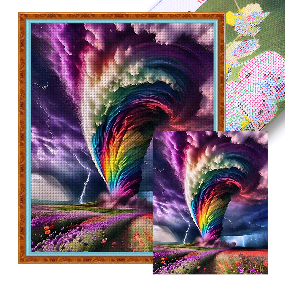 Rainbow Storm Full 11CT Pre-stamped Canvas(50*60cm) Cross Stitch