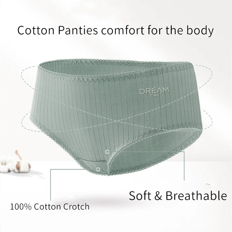 3Pcs Women Panties Lace Cotton Underwear Girls Mid Waist Briefs Lady Cute Sexy Lingerie Intimates Breathable Underpants Female