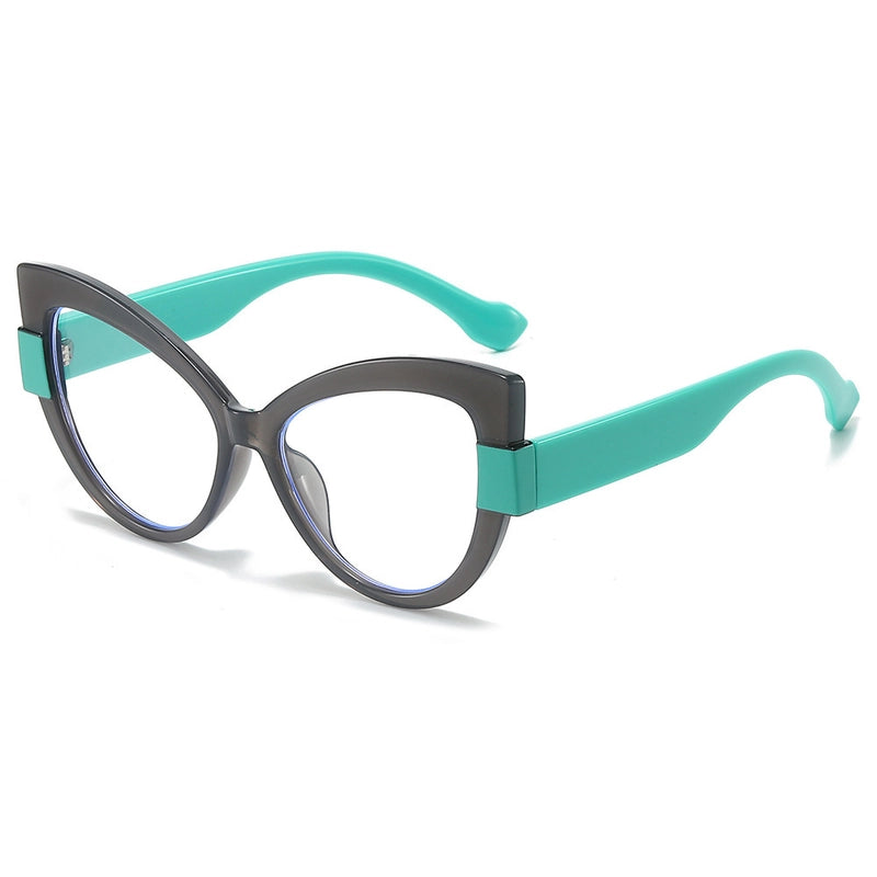 New Fashion Color Contrast Cat's Eye Plain Glasses Personality Simple Casual Plain Face Anti-Blue Light Spectacle Frame